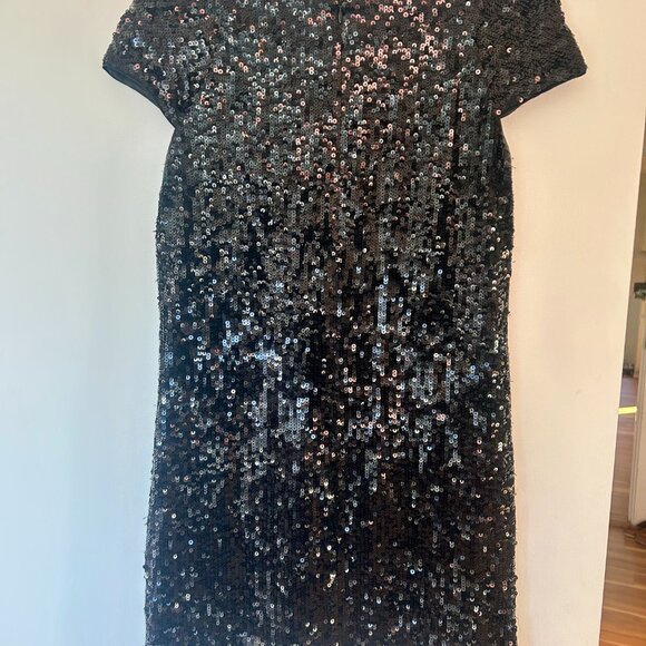 Banana Republic Black Sequin T Shirt Dress Size 4P - Picture 3 of 4